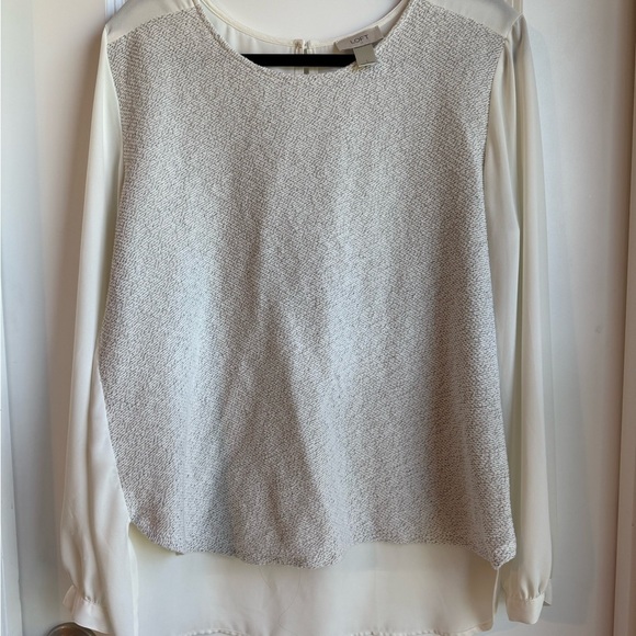 LOFT Tops - LOFT Woven Front with Sheer Cream Back Blouse, Large